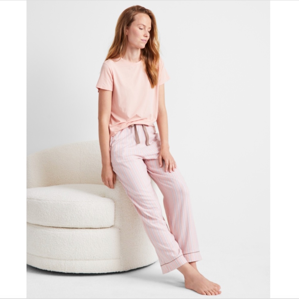State of Day Women's Plaid Flannel Pajama Pants - Pink Stripe - NWT